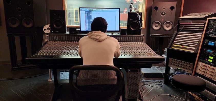 LUPO in the studio at a mixing console